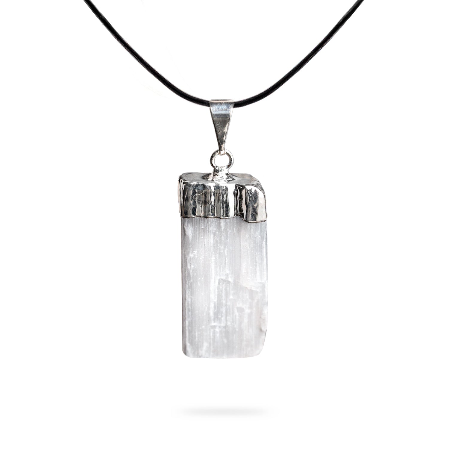 Selenite Black Cord Necklace