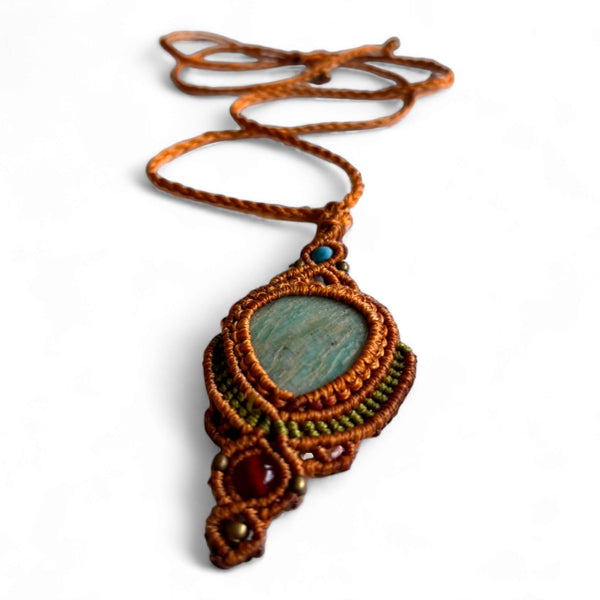 Amazonite Handmade Macrame Necklace for Women