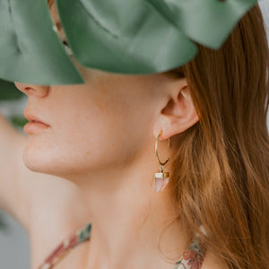 Rose Quartz Brass Earrings: Love Upgraded