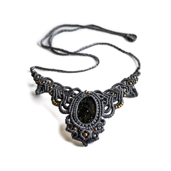 Black Onyx Handmade Macrame Necklace for Women