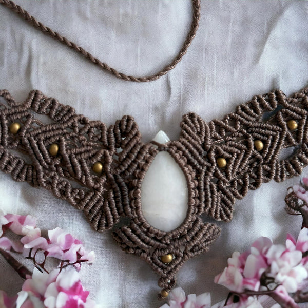 White Onyx Handmade Macrame Necklace for Women