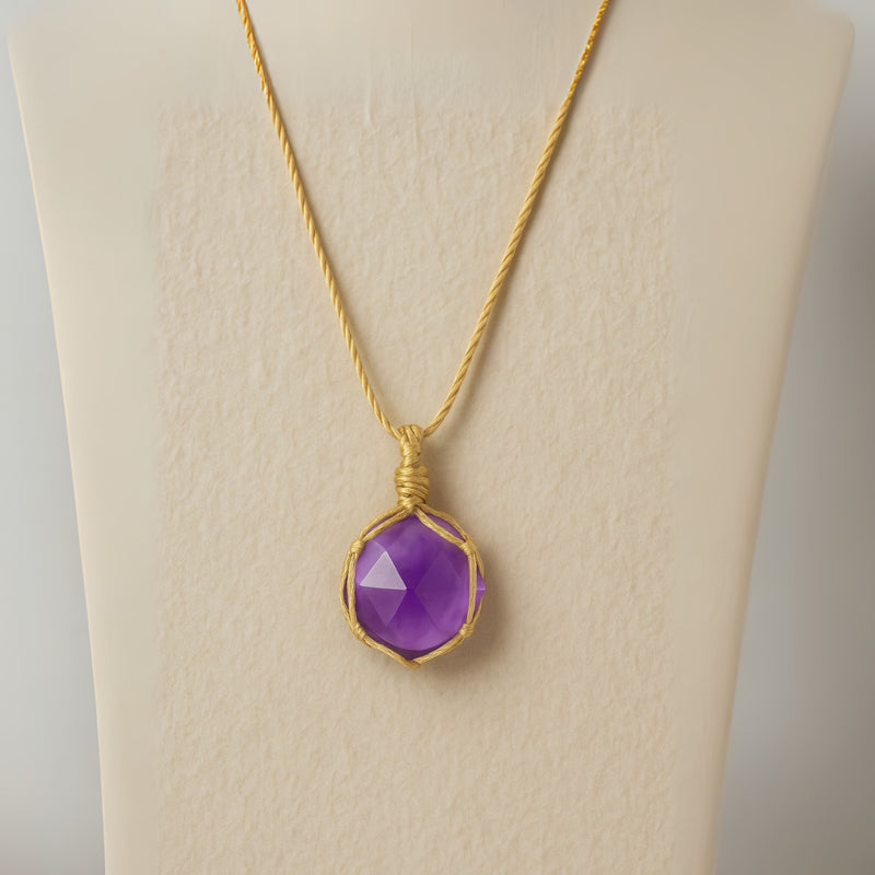 Amethyst Healing Necklace – Metal-Free Sleep & Anxiety Relief