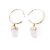 Rose Quartz Brass Earrings - Ayana Crystals