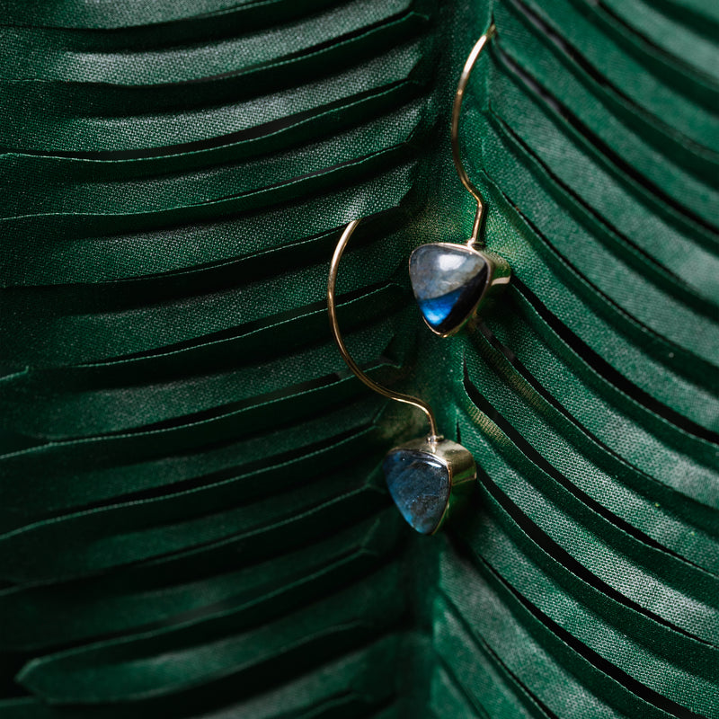 Labradorite Brass Earrings - Ayana Crystals