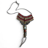 Triple Crystal Macrame Armlet for Women | White Onyx, Red Jasper, Grey Jasper