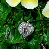 Cinta Love Manifestation Locket – Garnet Heart Necklace for Love