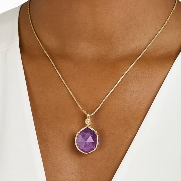 Amethyst Healing Necklace – Metal-Free Sleep & Anxiety Relief
