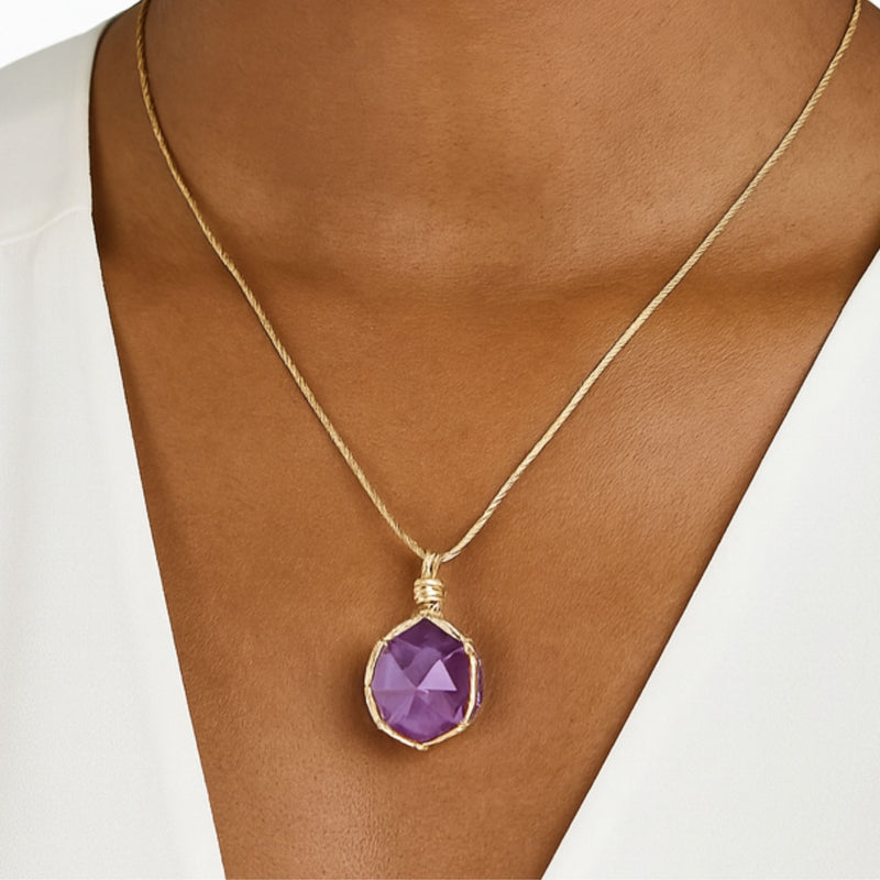 Amethyst Healing Necklace – Metal-Free Sleep & Anxiety Relief