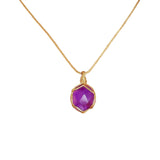 Ayana Crystals raw purple amethyst pendant necklace on an adjustable cord for anxiety relief and meditation.