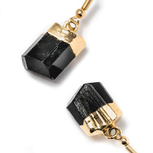 Black Tourmaline Crystal Earrings