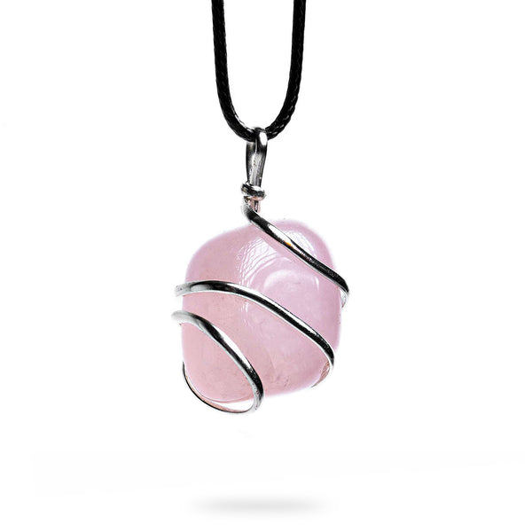 Rose Quartz Wire Wrapped Pendant - Ayana Crystals