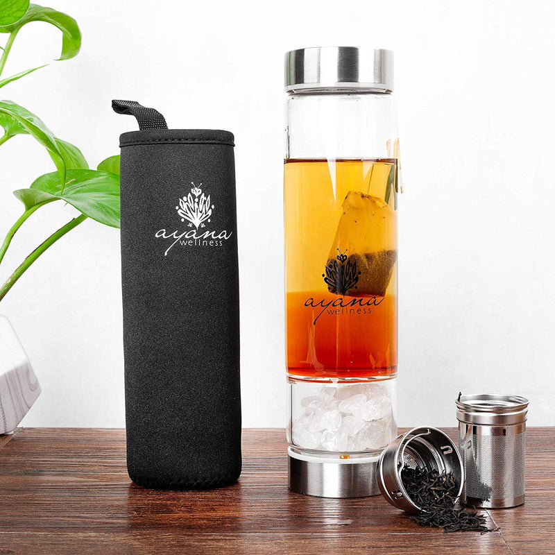 Crystal Charged Glass Water Bottle - Ayana Crystals