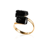 Black Tourmaline Raw Gemstone Ring - Ayana Crystals