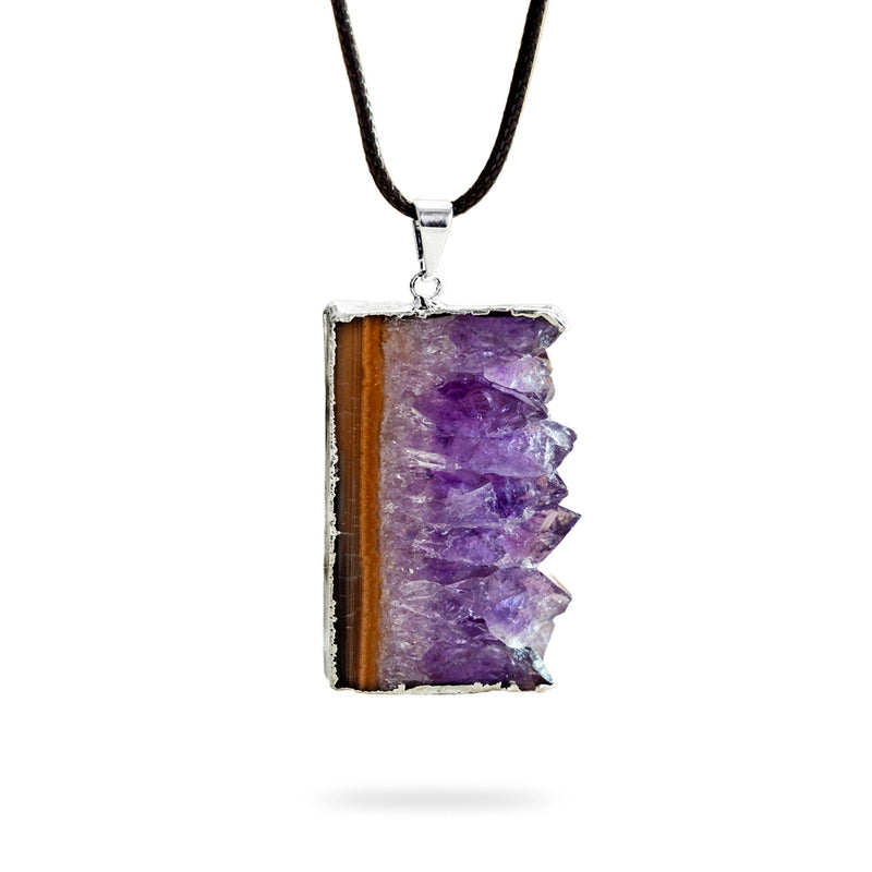Amethyst Geode Healing Necklace Silver - Ayana Crystals